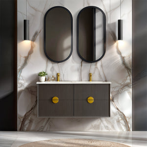 INFINITY KINGO MATTE BLACK 1200MM DOUBLE BOWL WALL HUNG VANITY
