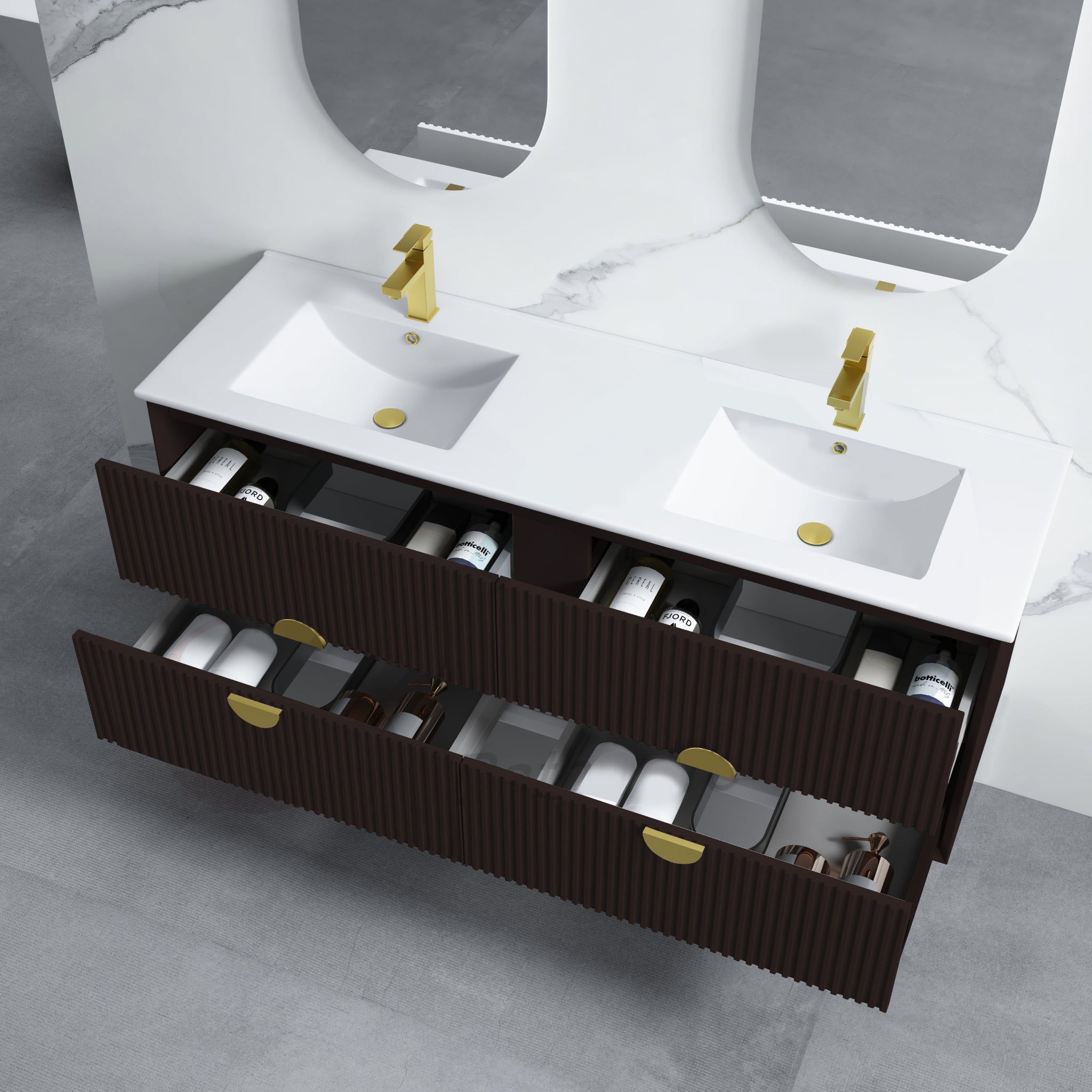 INFINITY KINGO MATTE BLACK 1500MM DOUBLE BOWL WALL HUNG VANITY