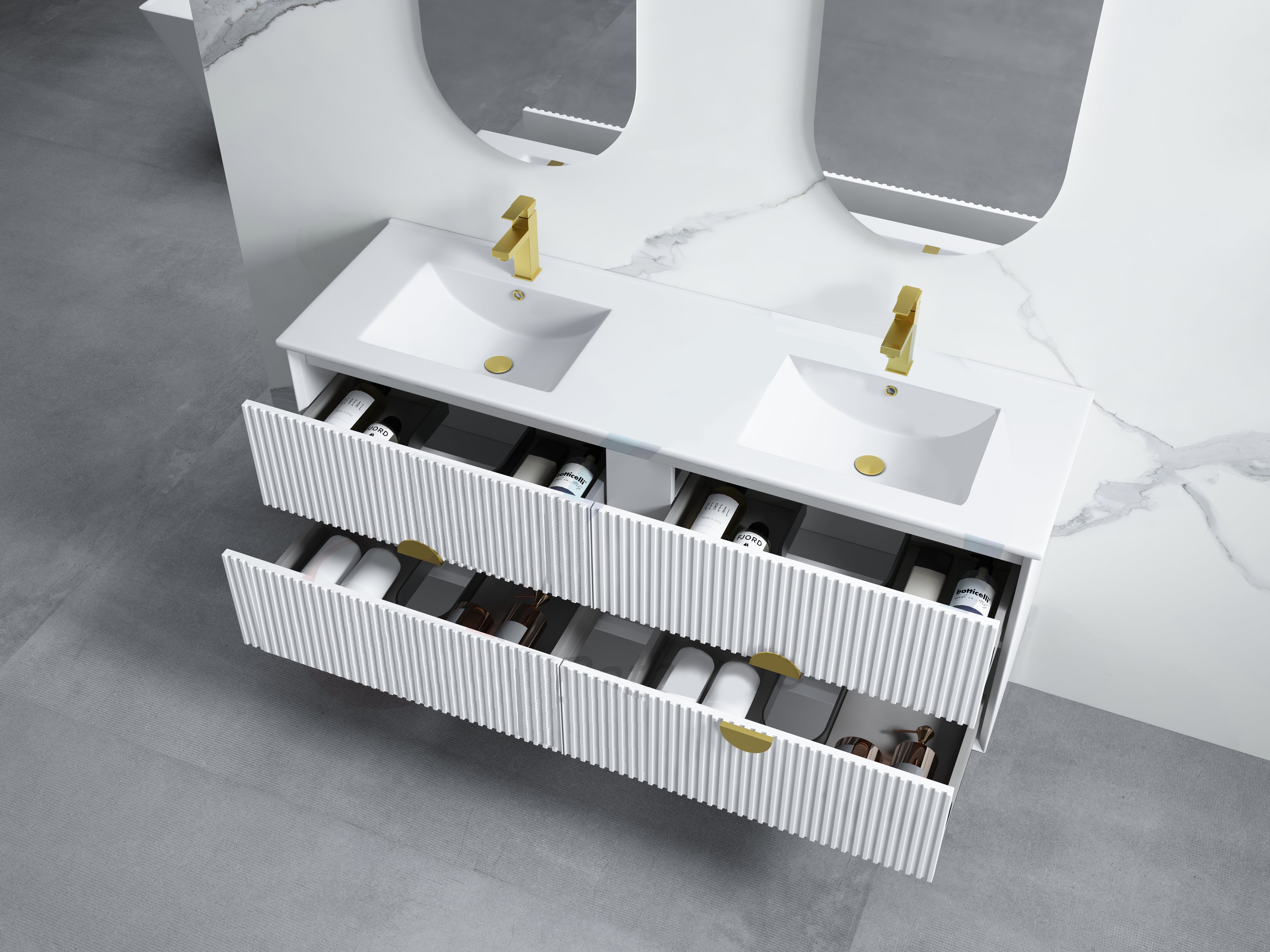 INFINITY KINGO MATTE WHITE 1500MM DOUBLE BOWL WALL HUNG VANITY