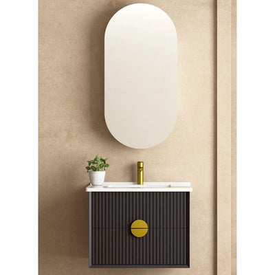 INFINITY KINGO MATTE BLACK 600MM SINGLE BOWL WALL HUNG VANITY
