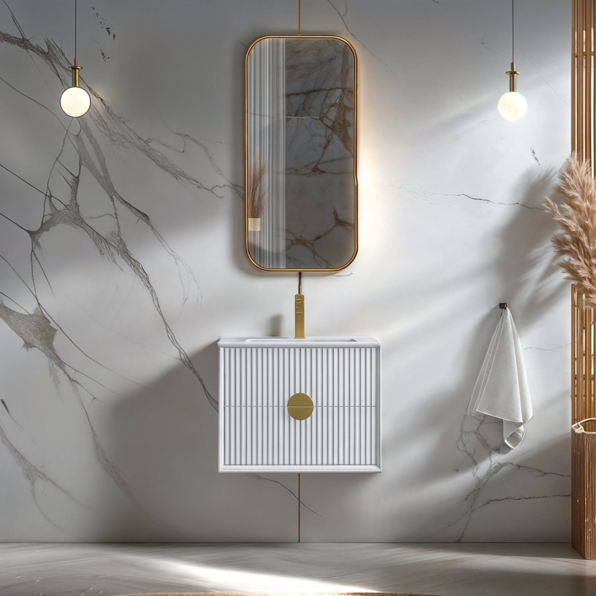 INFINITY KINGO MATTE WHITE 600MM SINGLE BOWL WALL HUNG VANITY