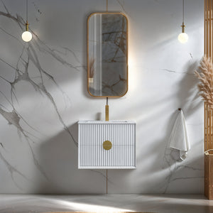 INFINITY KINGO MATTE WHITE 600MM SINGLE BOWL WALL HUNG VANITY