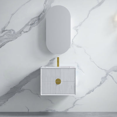 INFINITY KINGO MATTE WHITE 600MM SINGLE BOWL WALL HUNG VANITY