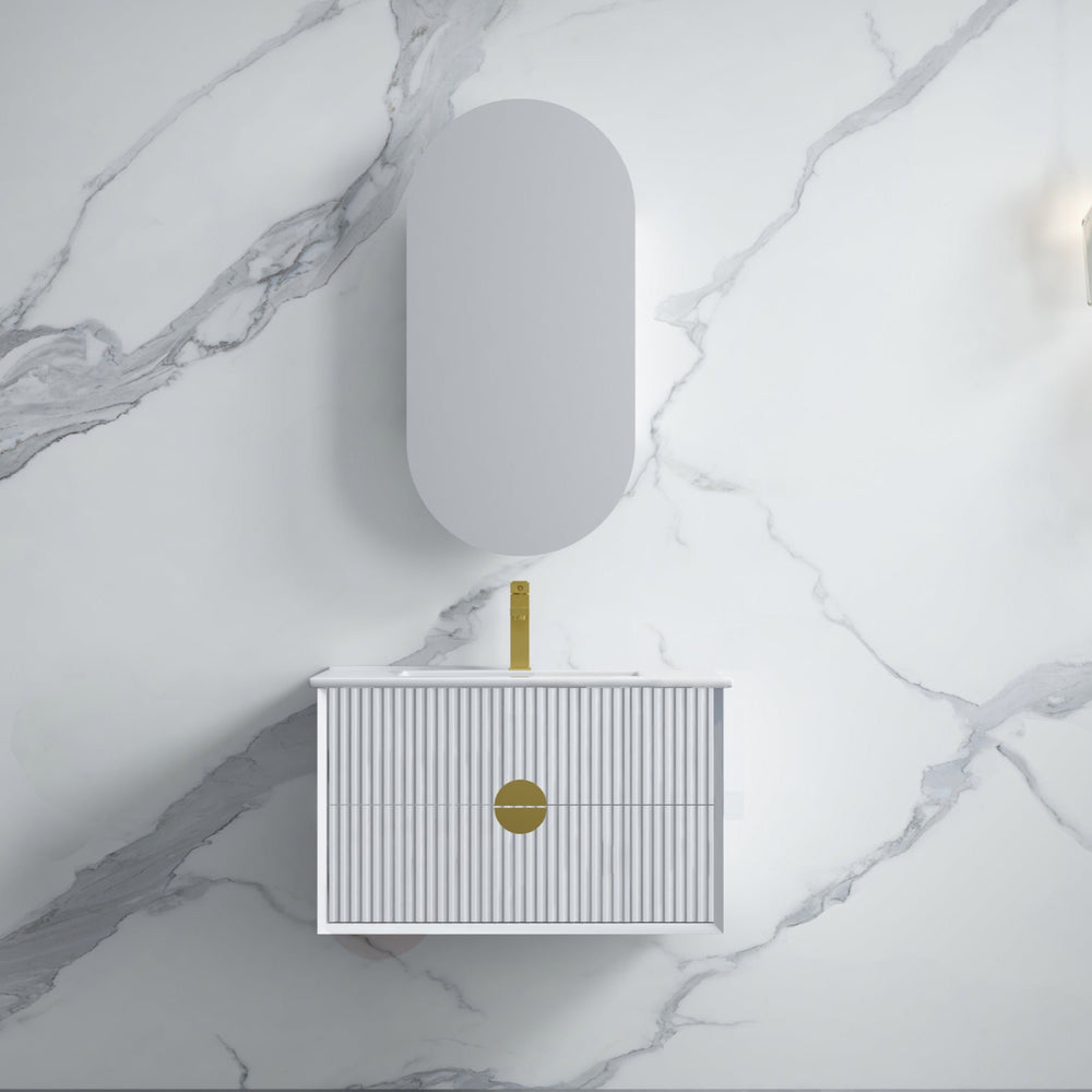 INFINITY KINGO MATTE WHITE 750MM SINGLE BOWL WALL HUNG VANITY