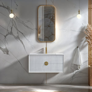 INFINITY KINGO MATTE WHITE 900MM SINGLE BOWL WALL HUNG VANITY