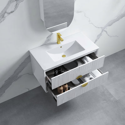 INFINITY KINGO MATTE WHITE 900MM SINGLE BOWL WALL HUNG VANITY