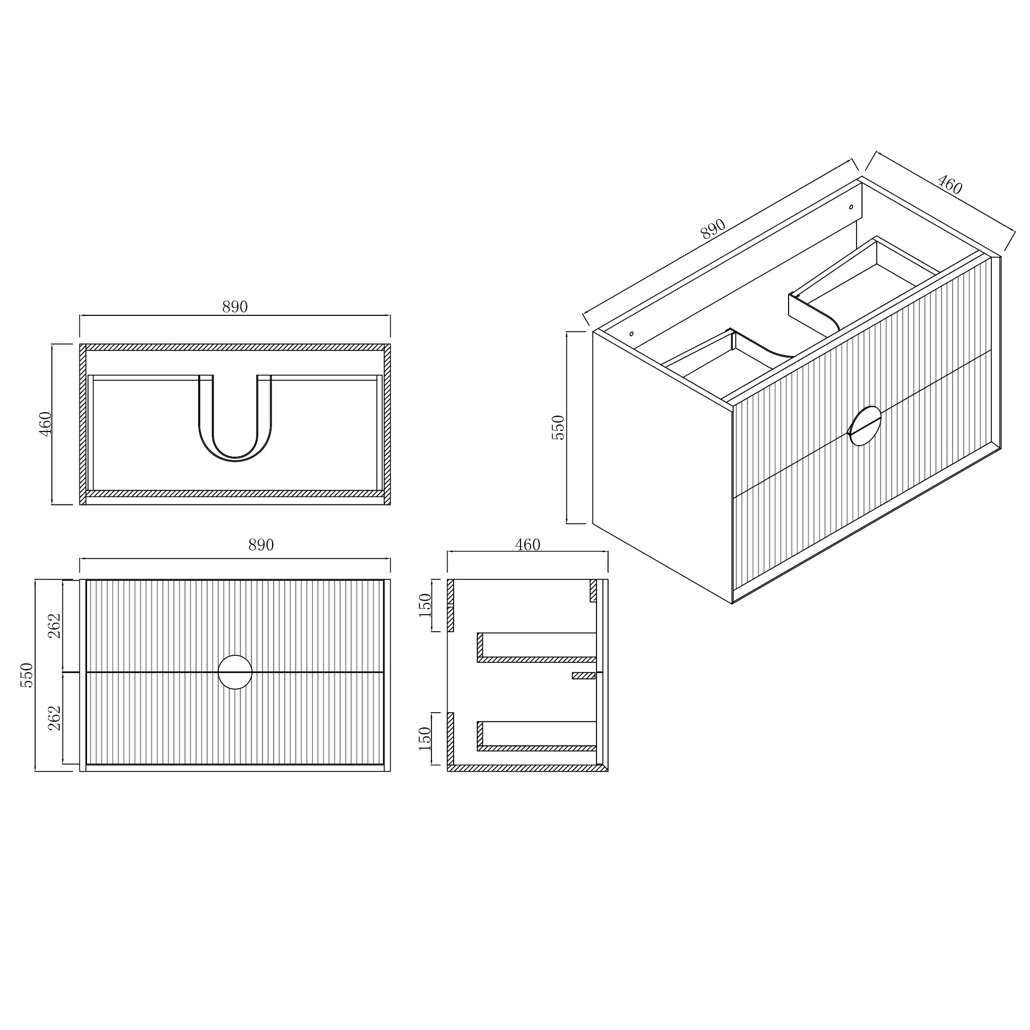 INFINITY KINGO MATTE BLACK 900MM SINGLE BOWL WALL HUNG VANITY