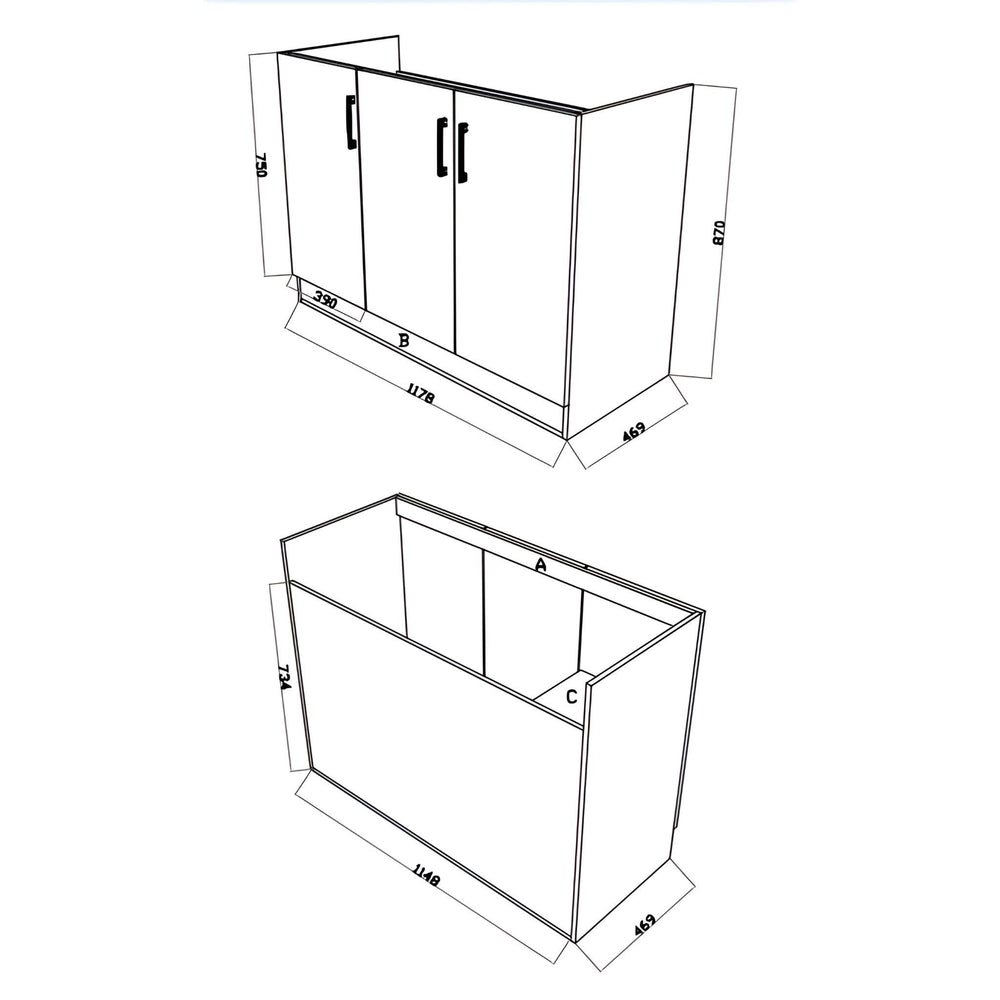 LUKKA PVC KITCHENETTE LAUNDRY CABINET AND STAINLESS STEEL SINK 1148MM WHITE