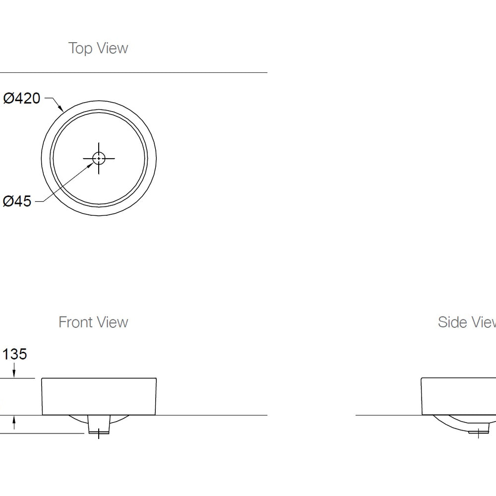 KOHLER CHALICE ABOVE COUNTER BASIN GLOSS BLACK 420MM