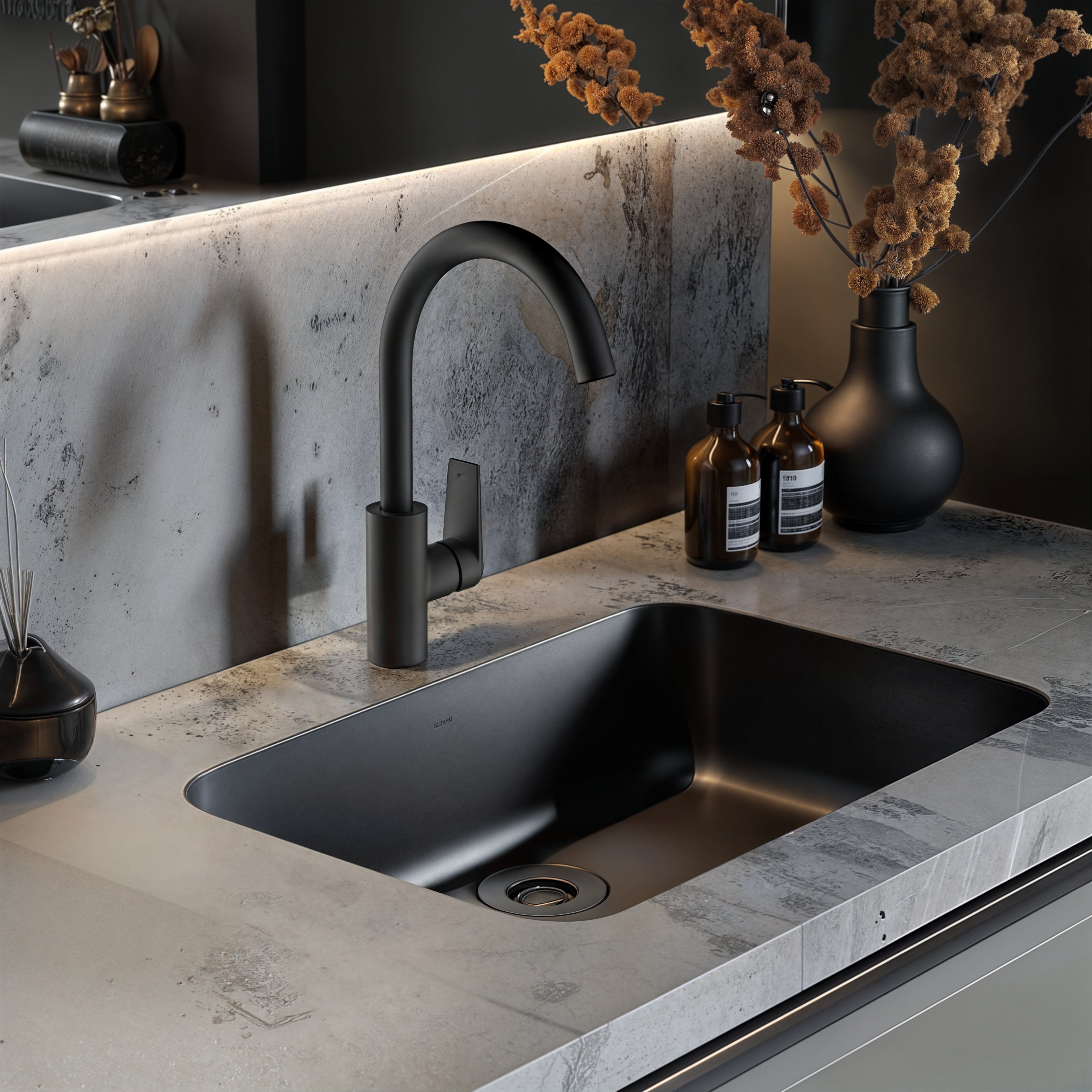 KOHLER TAUT KITCHEN MIXER 323MM MATTE BLACK