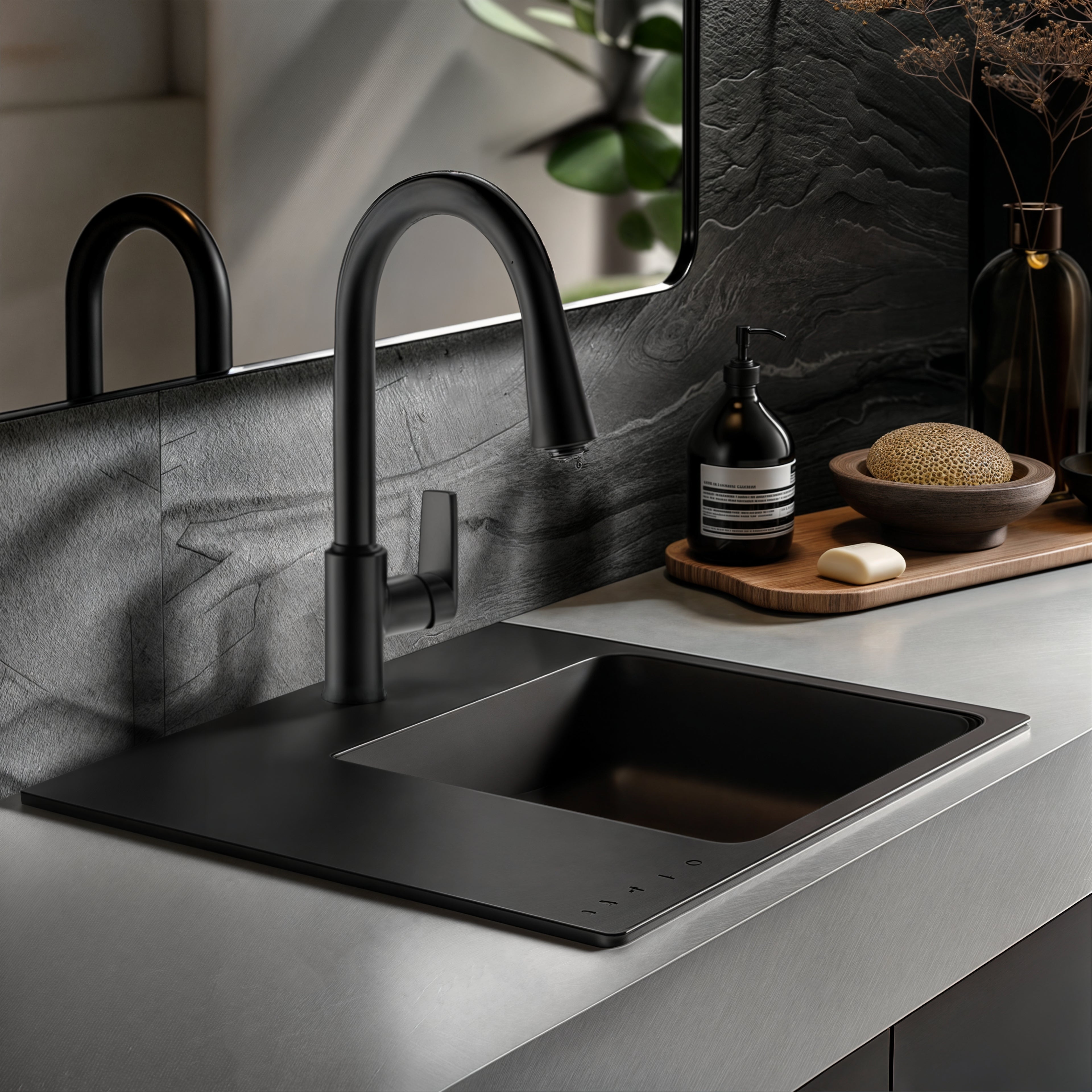 KOHLER TAUT PULL OUT SPRAY KITCHEN SINK MIXER MATTE BLACK