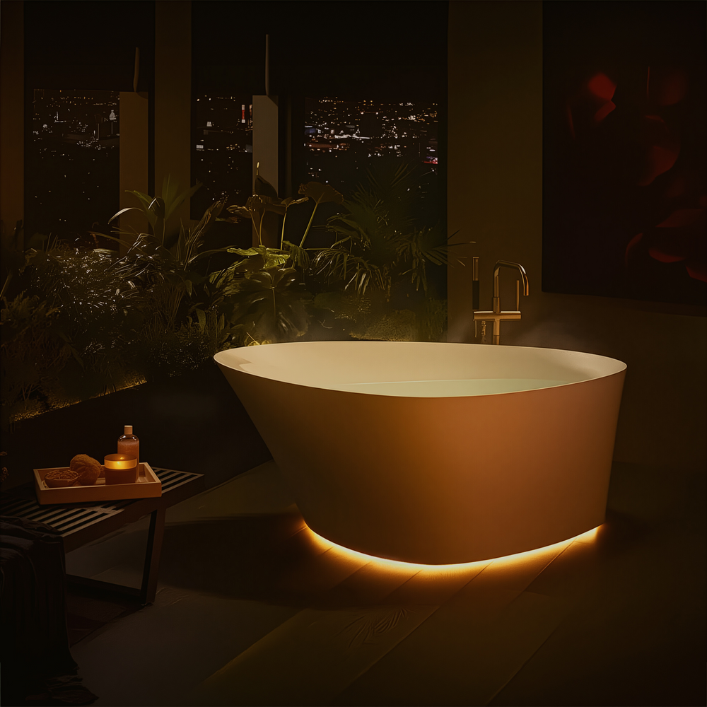 KOHLER VEIL LITHOCAST FREESTANDING BATHTUB GLOSS WHITE 1649MM