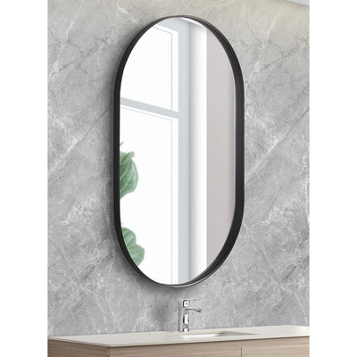 POSEIDON OLIVIA OVAL BLACK FRAMED MIRROR 450X900MM