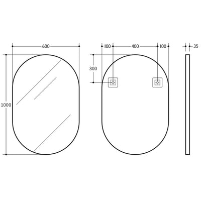 POSEIDON OLIVIA OVAL YELLOW GOLD FRAMED MIRROR 600X1000MM