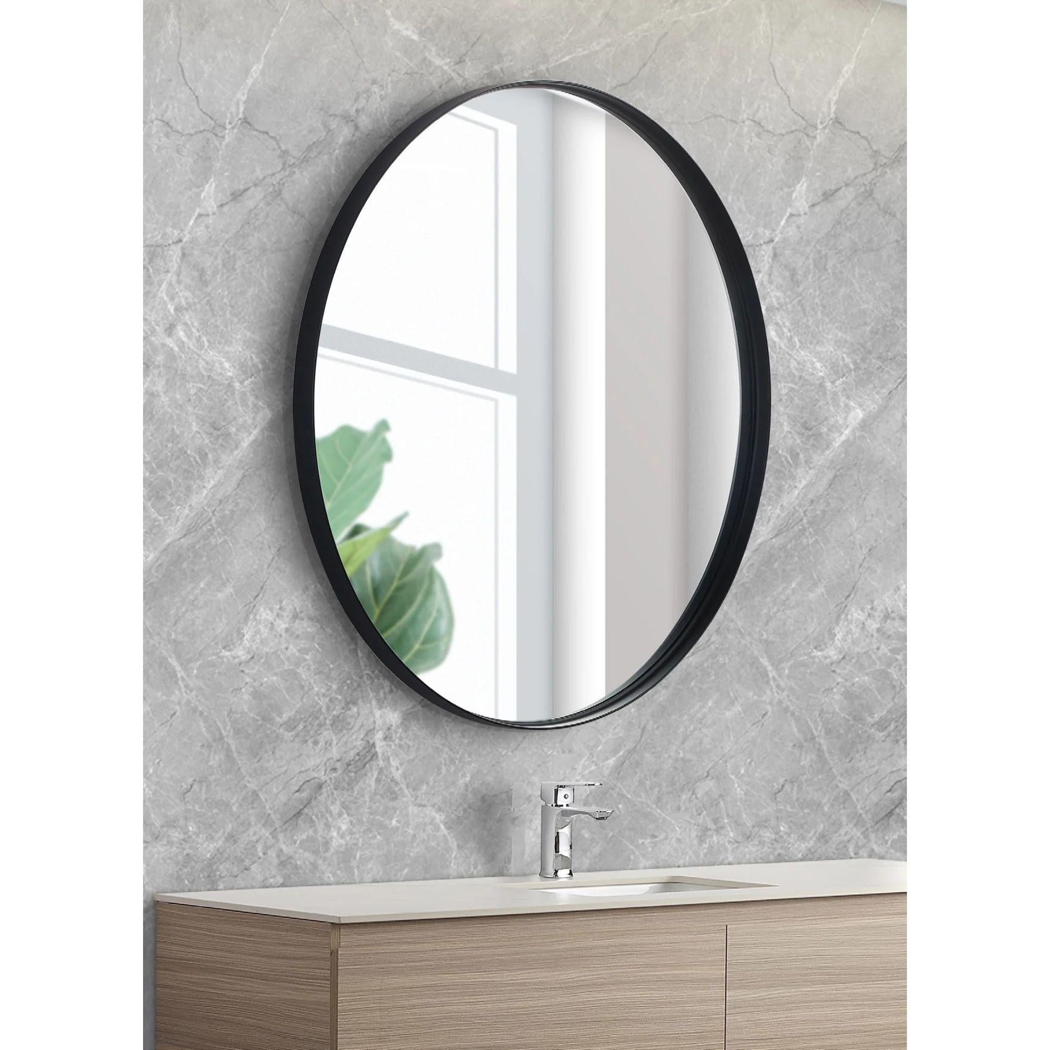 POSEIDON OLIVIA ROUND BLACK FRAMED MIRROR 700X700MM