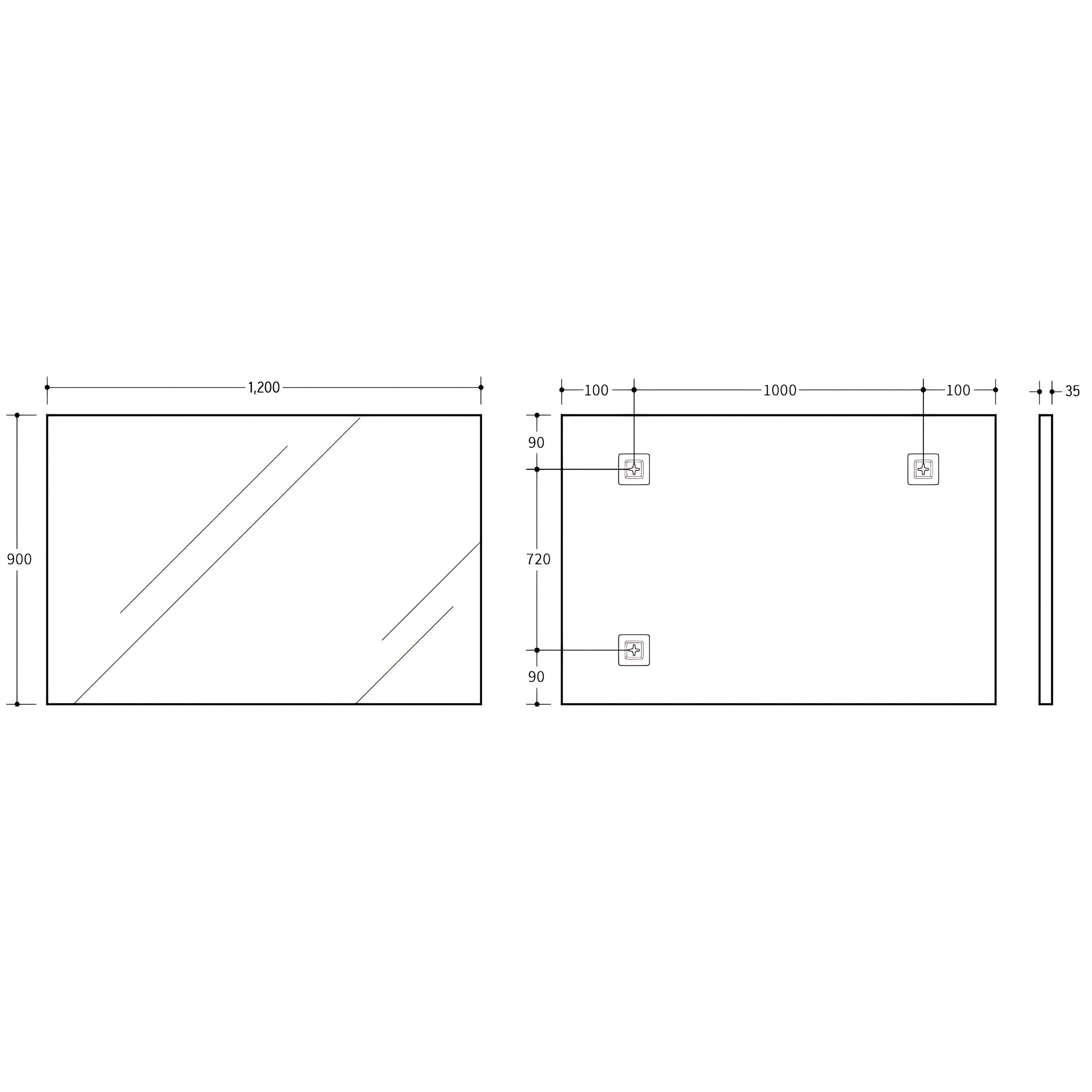 POSEIDON QUBIST RECTANGULAR MATTE BLACK FRAMED MIRROR 1200X900MM