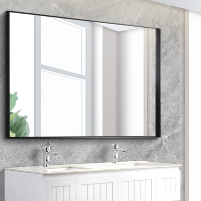 POSEIDON QUBIST RECTANGULAR MATTE BLACK FRAMED MIRROR 1200X900MM