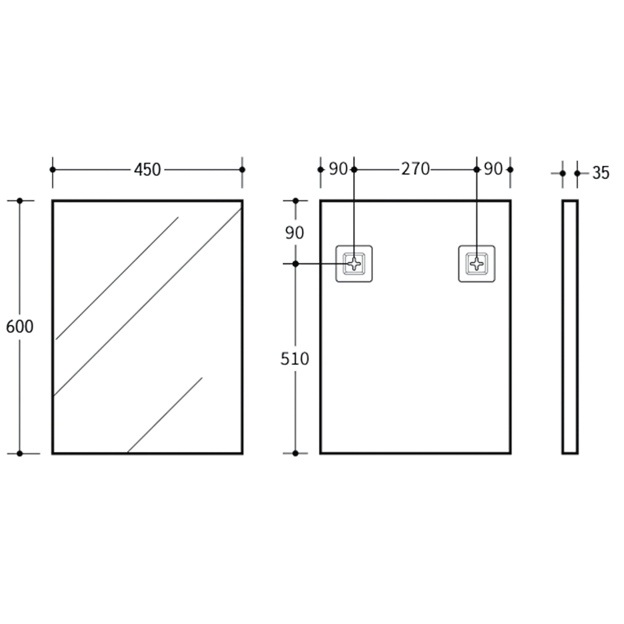 POSEIDON QUBIST RECTANGULAR MATTE BLACK FRAMED MIRROR 450X600MM