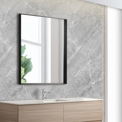 POSEIDON QUBIST RECTANGULAR MATTE BLACK FRAMED MIRROR 450X600MM