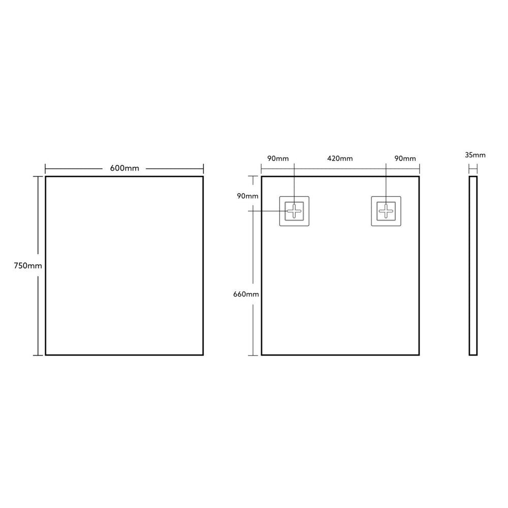 POSEIDON QUBIST RECTANGULAR MATTE BLACK FRAMED MIRROR 600X750MM