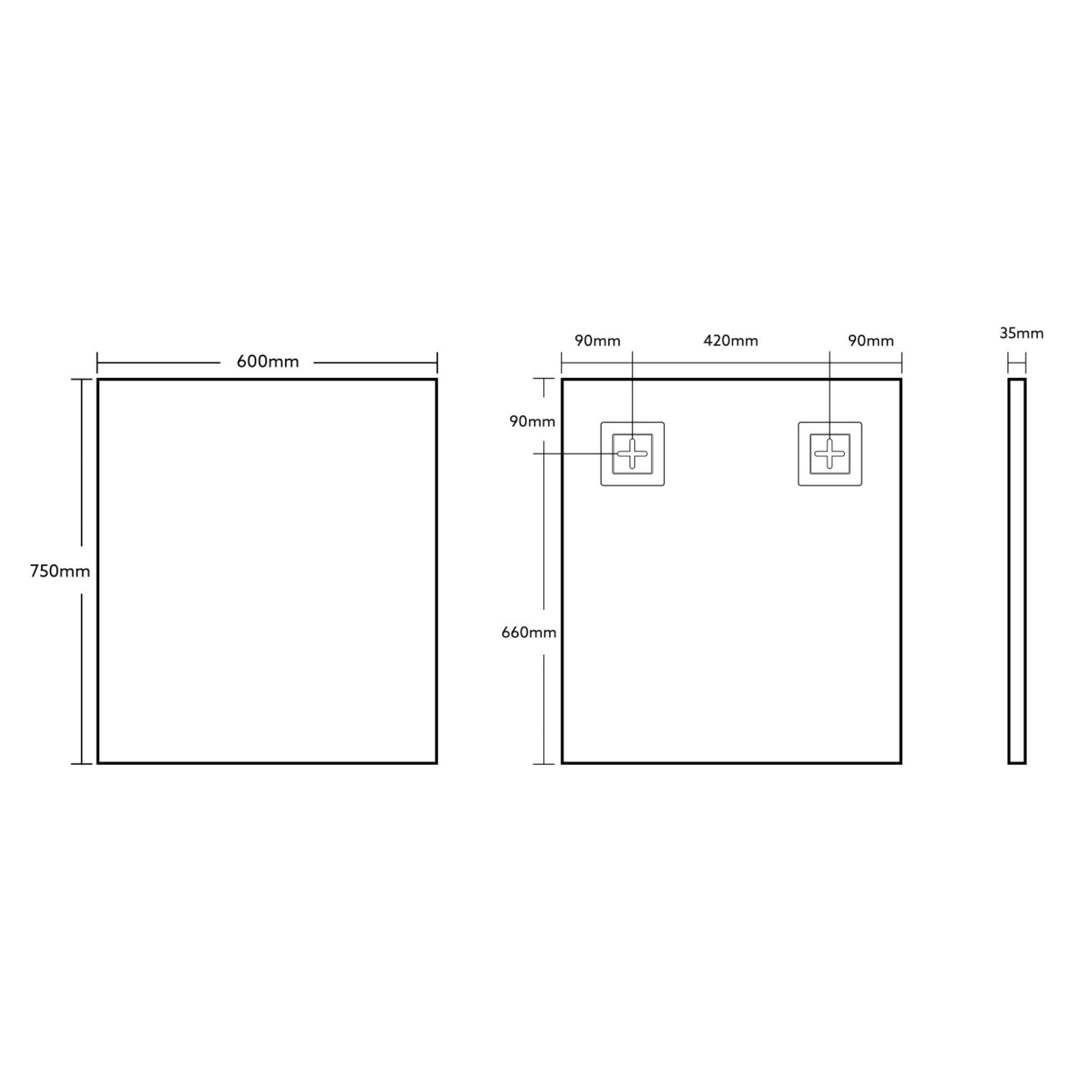 POSEIDON QUBIST RECTANGULAR MATTE BLACK FRAMED MIRROR 600X750MM
