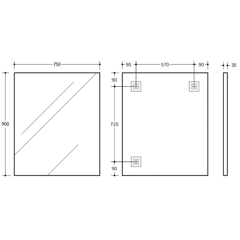 POSEIDON QUBIST RECTANGULAR MATTE BLACK FRAMED MIRROR 750X900MM