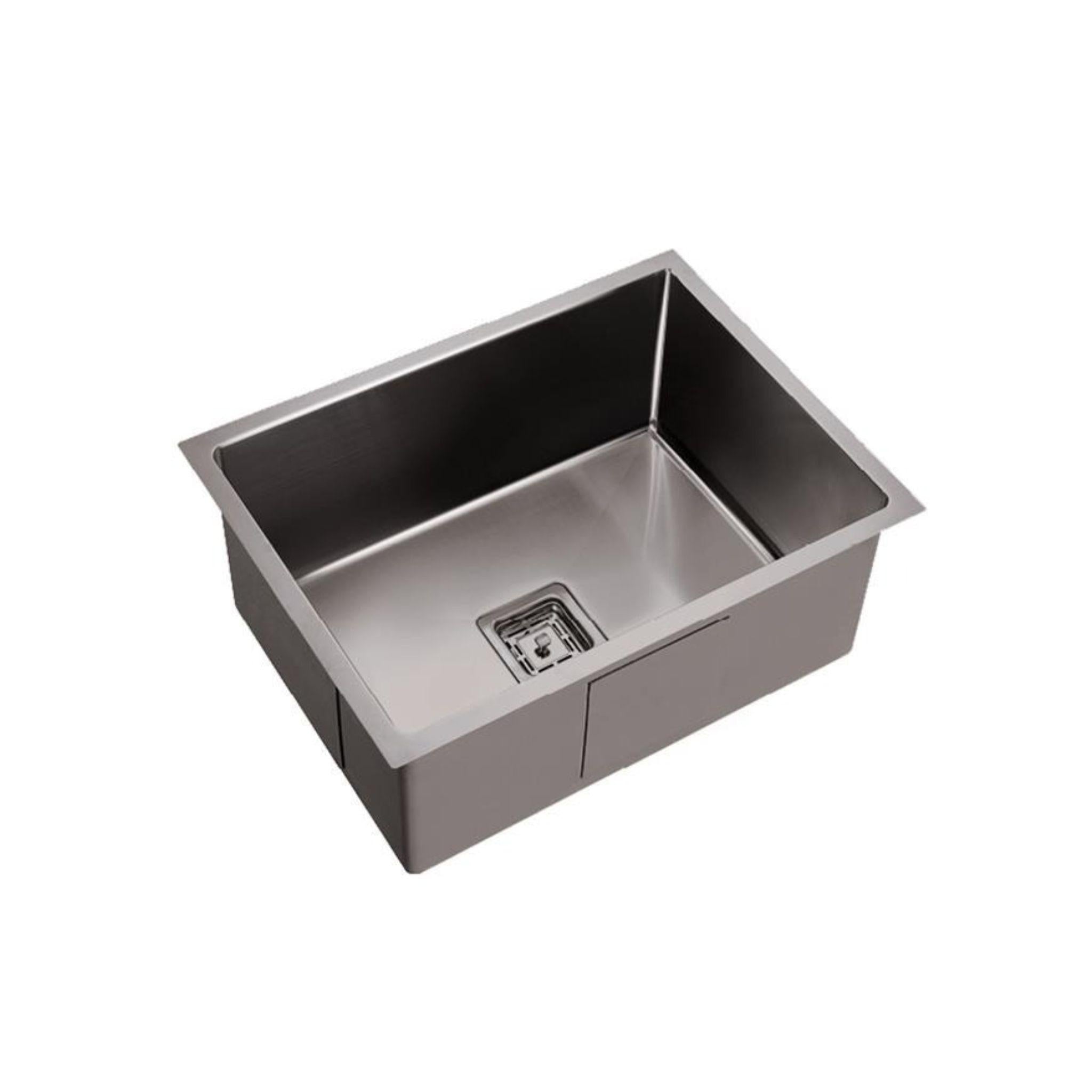 POSEIDON HANDMADE SINGLE BOWL TOP / UNDERMOUNT KITCHEN SINK GUN METAL 600MM