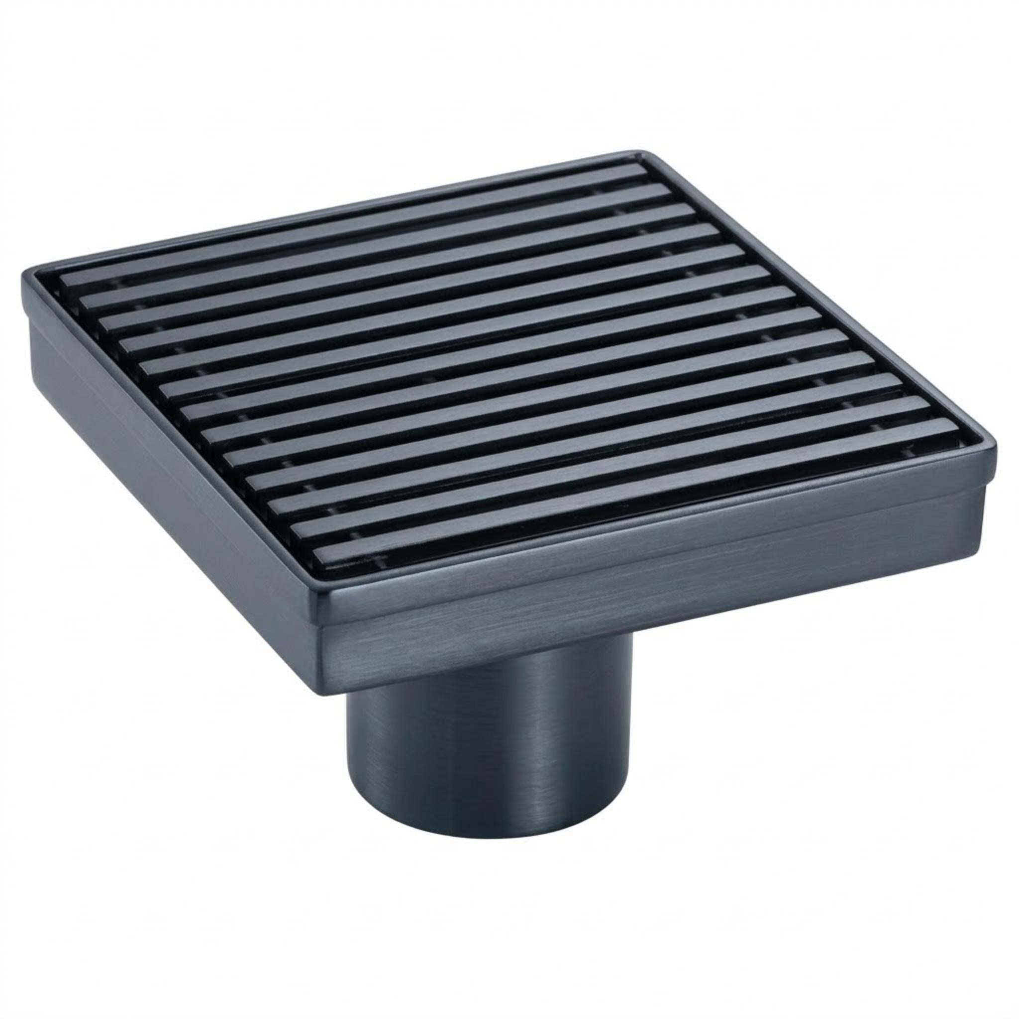 VITO SQUARE GRATE PATTERN FLOOR DRAIN GUN METAL 115MM