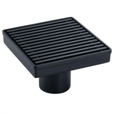 VITO SQUARE GRATE PATTERN FLOOR DRAIN MATTE BLACK 115MM