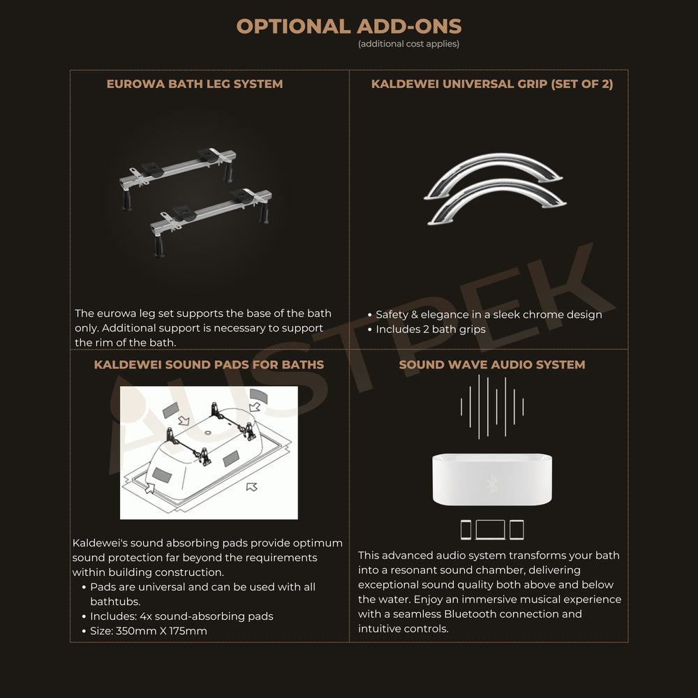 KALDEWEI EUROWA BUILT-IN ENAMEL STEEL BATHTUB ALPINE GLOSS WHITE (MULTIPLE SIZES AVAILABLE)