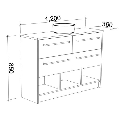 TIMBERLINE KARLIE CUSTOM FLOOR STANDING VANITY (ALL SIZING)