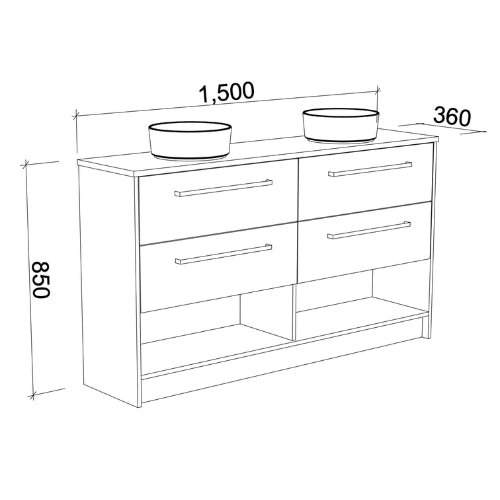TIMBERLINE KARLIE CUSTOM FLOOR STANDING VANITY (ALL SIZING)