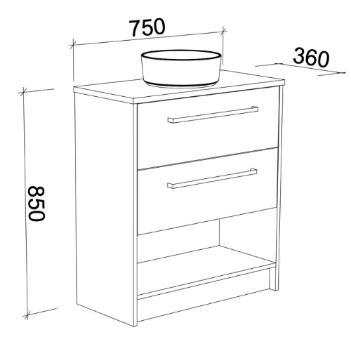 TIMBERLINE KARLIE CUSTOM FLOOR STANDING VANITY (ALL SIZING)