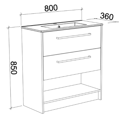 TIMBERLINE KARLIE CUSTOM FLOOR STANDING VANITY (ALL SIZING)