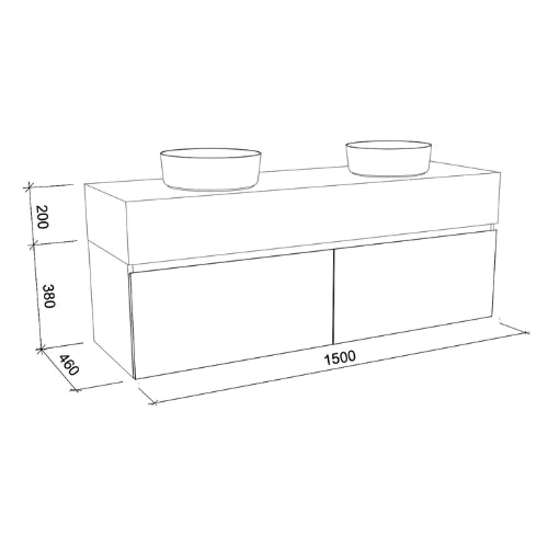 TIMBERLINE KINGSLEY CUSTOM WALL HUNG VANITY (ALL SIZING)
