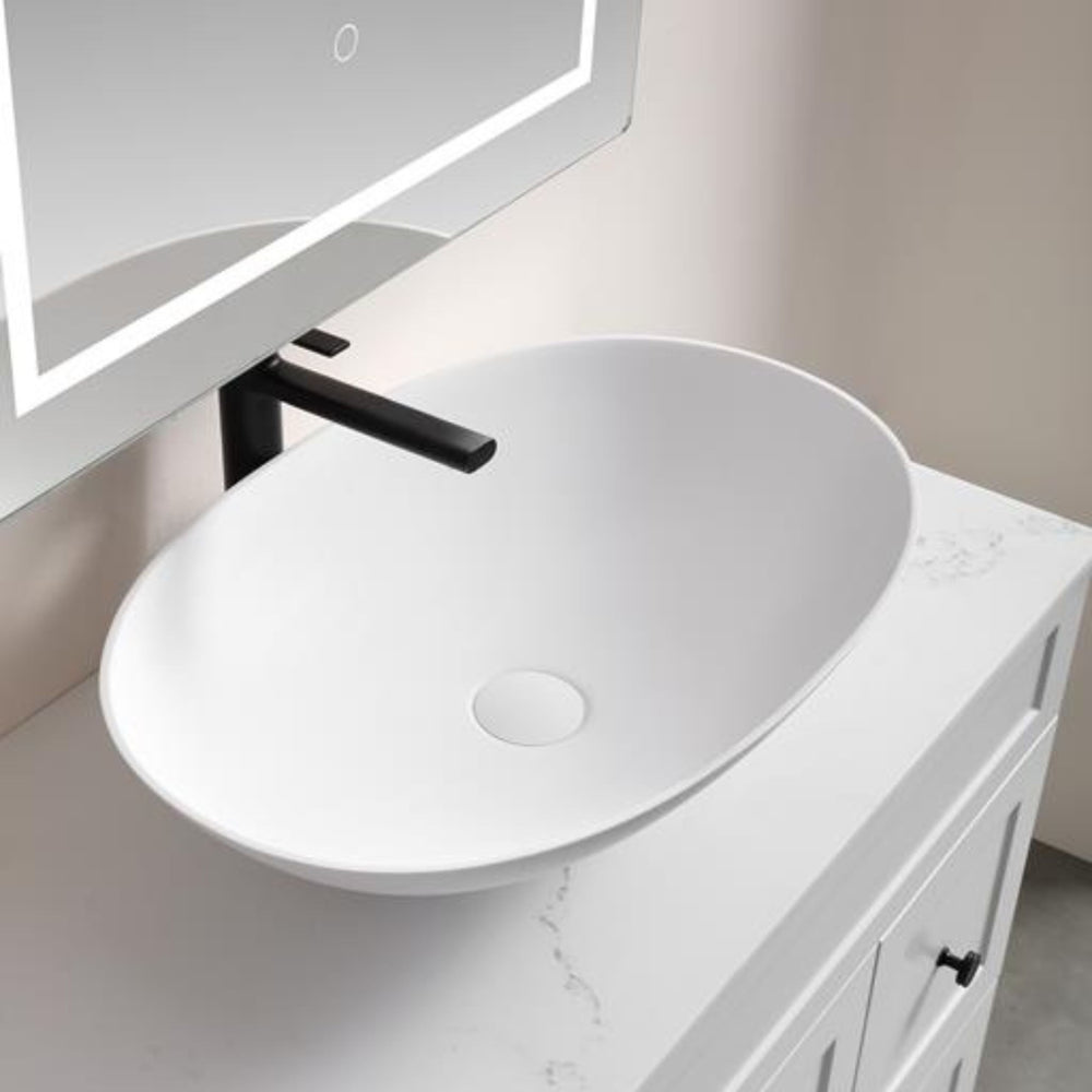 CETO KIRKBY OVAL SHAPE ABOVE COUNTER BASIN MATTE WHITE 580MM
