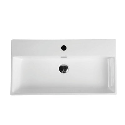MERCIO KUBE RECTANGULAR WALL HUNG SLIM BASIN GLOSS WHITE 720MM
