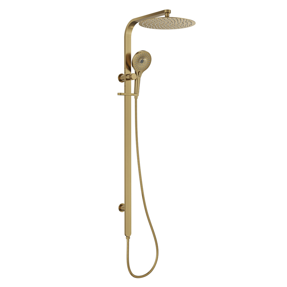 LINSOL OCEANJET ROUND HEAD TWIN SHOWER 1271MM BRUSHED BRASS