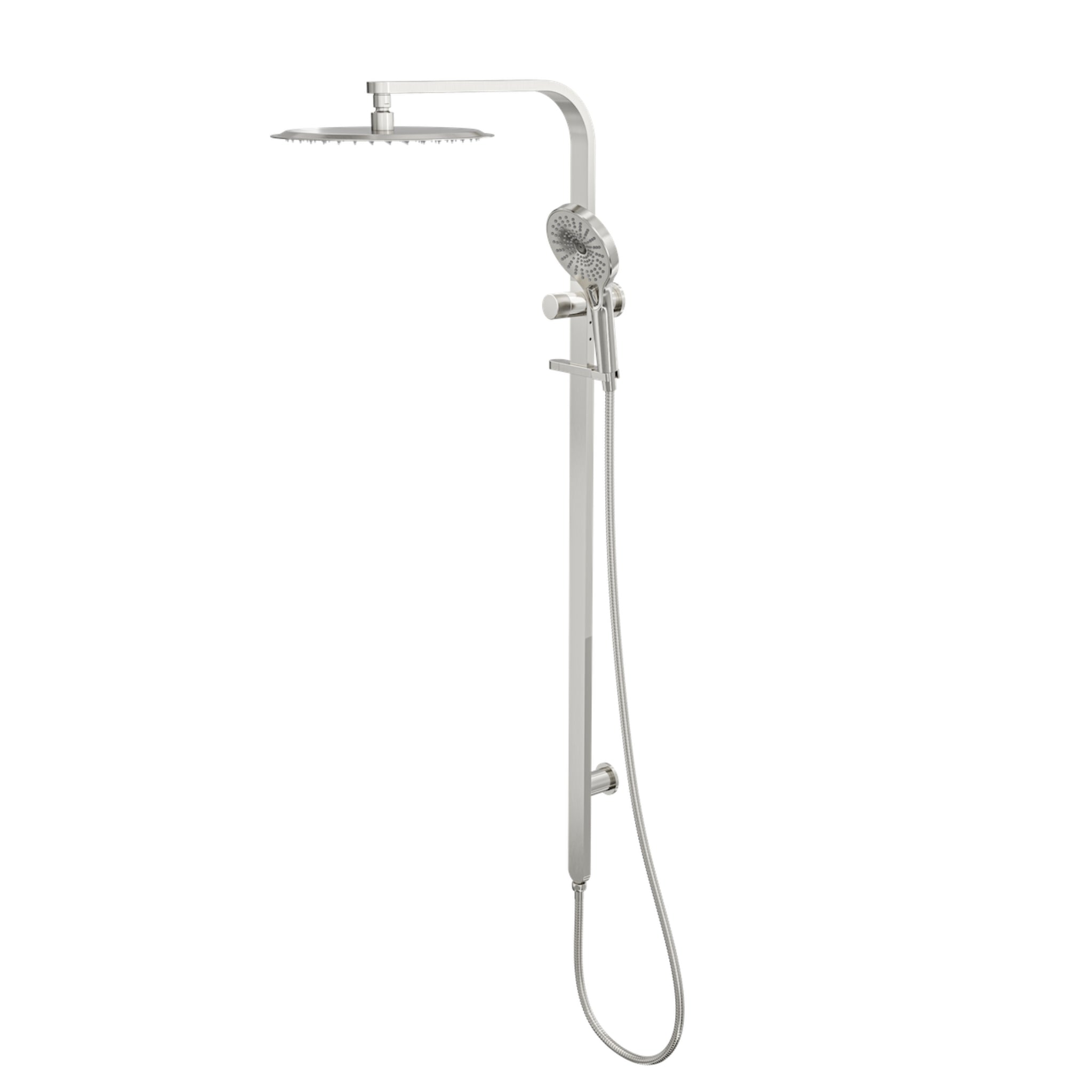 LINSOL OCEANJET ROUND HEAD TWIN SHOWER 1271MM BRUSHED NICKEL