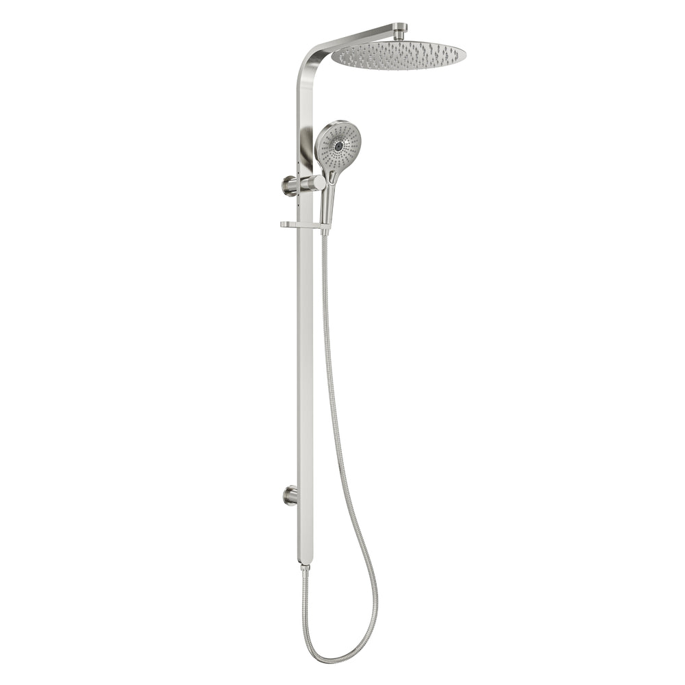 LINSOL OCEANJET ROUND HEAD TWIN SHOWER 1271MM BRUSHED NICKEL