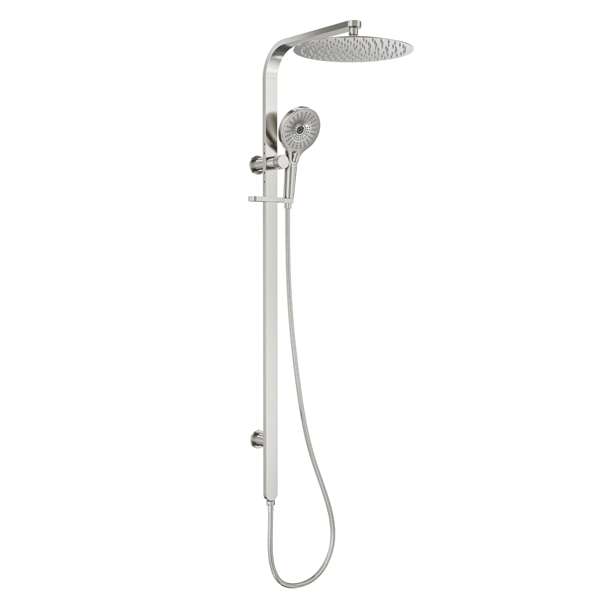 LINSOL OCEANJET ROUND HEAD TWIN SHOWER 1271MM BRUSHED NICKEL