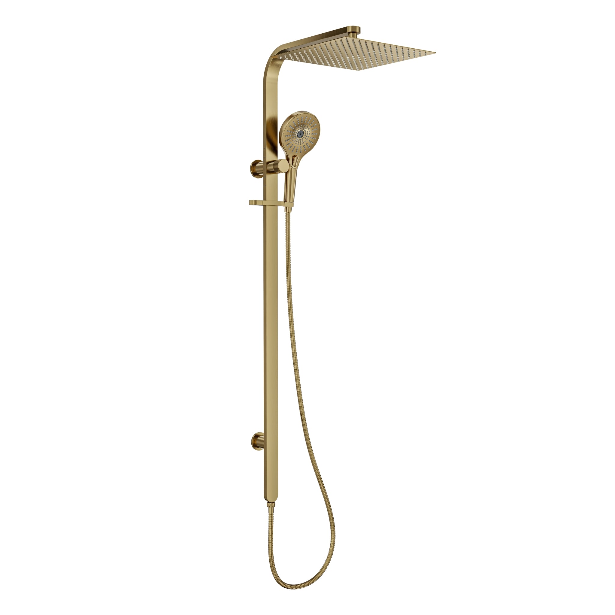 LINSOL OCEANJET SQUARE HEAD TWIN SHOWER 1271MM BRUSHED BRASS