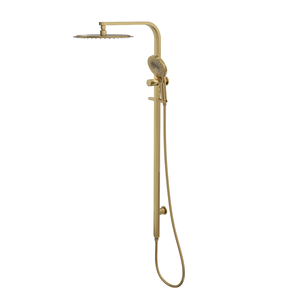 LINSOL OCEANJET ROUND HEAD TWIN SHOWER 1271MM BRUSHED BRASS