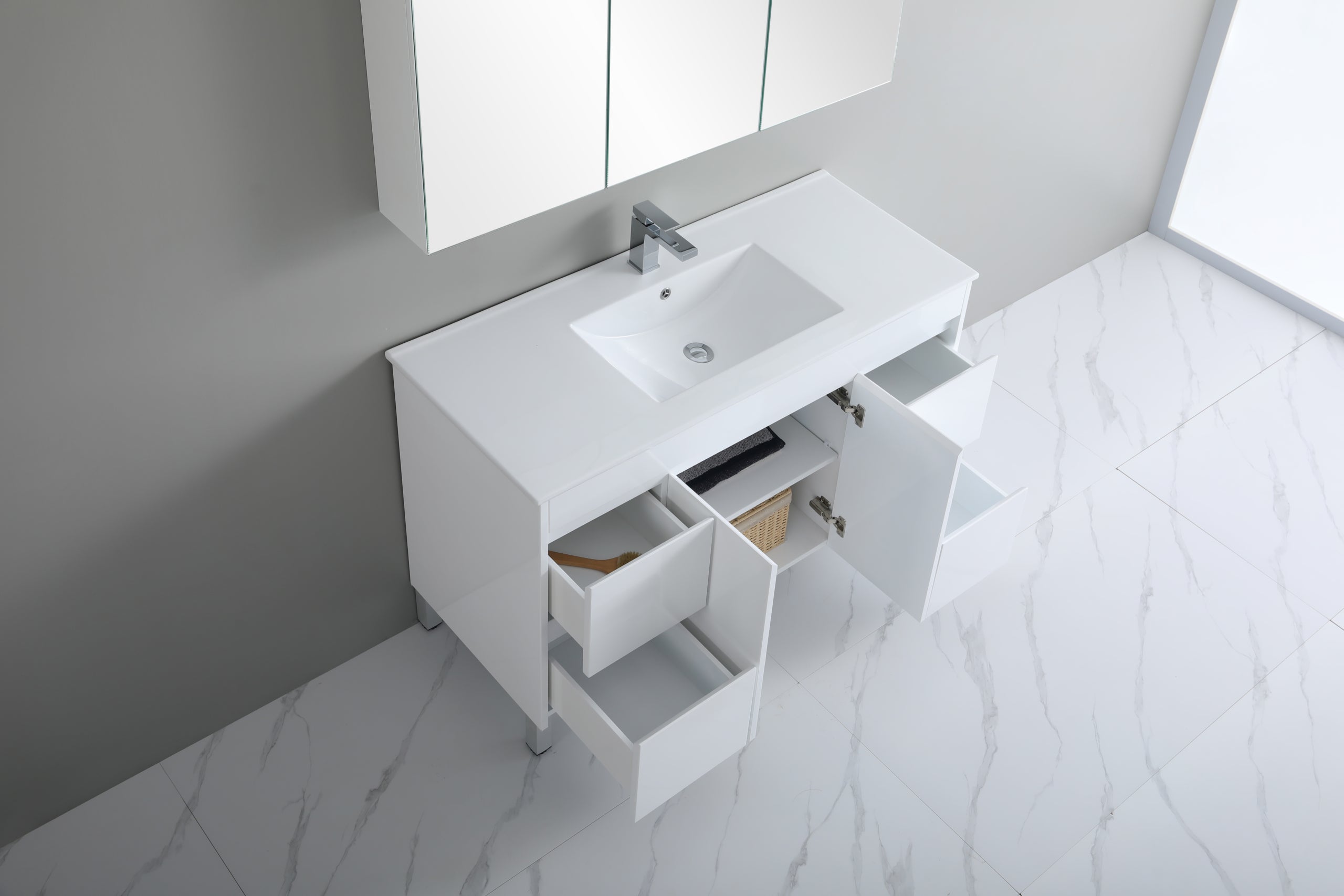 POSEIDON WHITE 1200MM SINGLE BOWL FLOOR STANDING VANITY