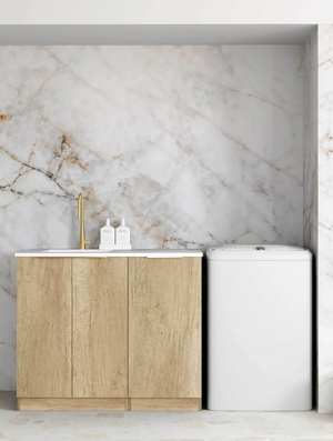 OTTI BYRON NATURAL OAK 1060MM BASE LAUNDRY CABINET WITH STONE TOP & SINK