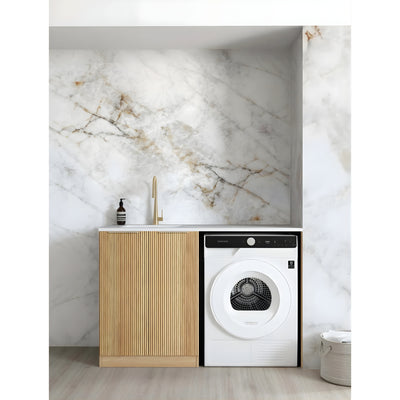 OTTI HAVANA WOODLAND OAK FLUTED 1300MM BASE LAUNDRY CABINET WITH STONE TOP & SINK