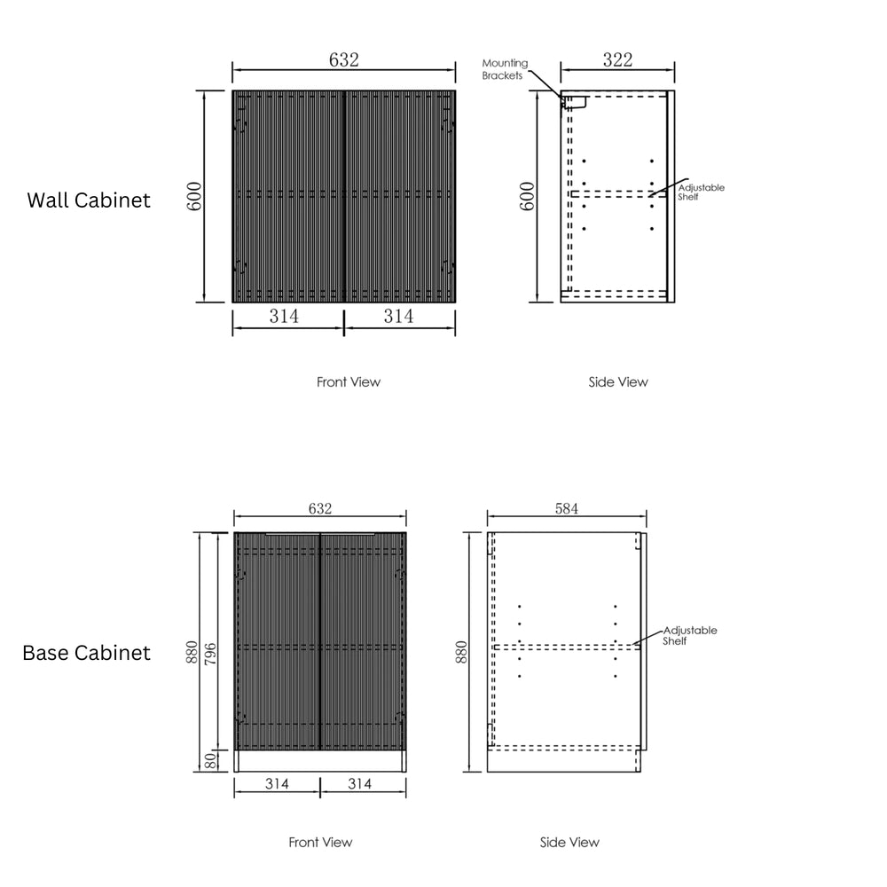 OTTI BONDI MATTE WHITE 1300MM LAUNDRY AND WALL CABINET WITH STONE TOP & SINK (PACKAGE-B)