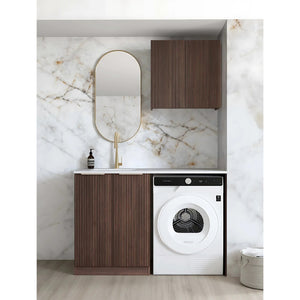 OTTI HAVANA SABLE WALNUT FLUTED 1305MM LAUNDRY AND WALL CABINET WITH STONE TOP & SINK (PACKAGE-A)