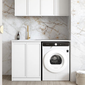 OTTI HAMPSHIRE MATTE WHITE 1300MM LAUNDRY AND WALL CABINET WITH STONE TOP & SINK (PACKAGE-B)