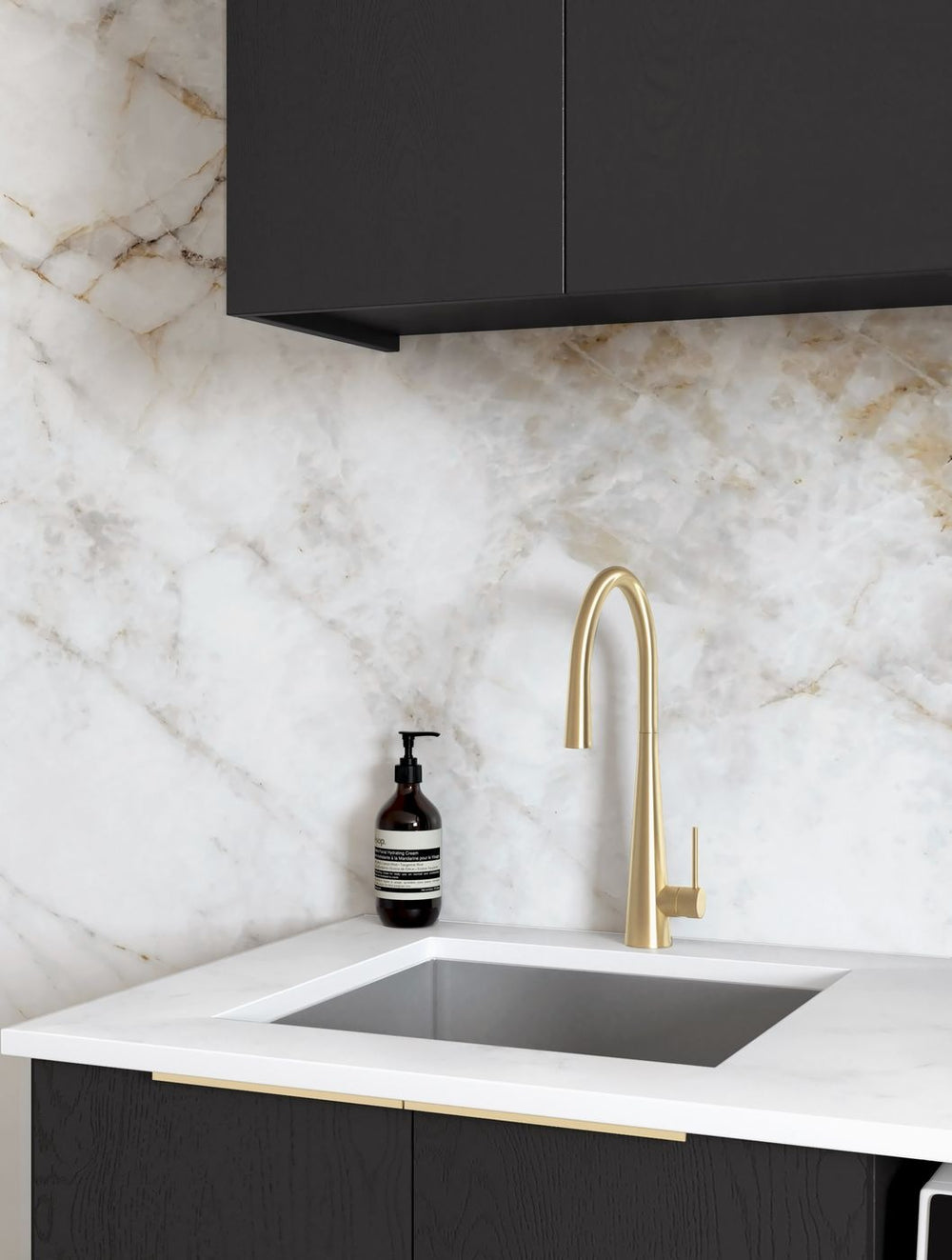 OTTI BYRON BLACK OAK 1300MM LAUNDRY AND WALL CABINET WITH STONE TOP & SINK (PACKAGE-B)